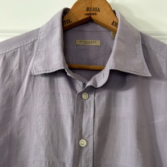 Burberry Brit Light Purple Button Front Shirt w Subtle Plaid Design Size Large - Picture 2 of 13